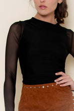 Load image into Gallery viewer, Black Shirring LS Bodysuit