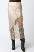 Load image into Gallery viewer, Champagne Satin/Lace Asymmetric Skirt