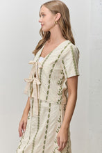 Load image into Gallery viewer, Mint Floral Embroidered Tie Frnt Top