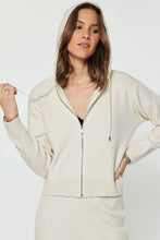 Load image into Gallery viewer, Ivory LS Zip Up Cropped Sweater Hoodie