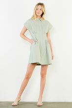 Load image into Gallery viewer, Green Striped Collared Button Down Dress (THML)