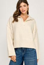 Load image into Gallery viewer, Beige polo collar soft sweater
