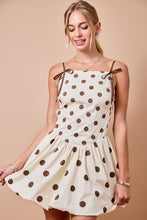 Load image into Gallery viewer, Cream/Brown Polka Dot Bubble Hem Dress