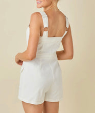Load image into Gallery viewer, White Sleeveless Zip Front Strap Romper