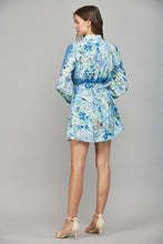Load image into Gallery viewer, Blue Multi Floral Tie Frnt LS Dress