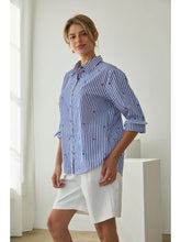 Load image into Gallery viewer, Blue/White Stars + Stripes Button Down Shirt