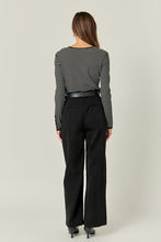 Load image into Gallery viewer, Black/White Striped Knit Sweater w/ Gold Buttons