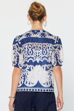 Load image into Gallery viewer, Deep Cobalt Embroidered SS Blouse