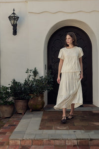 Ivory Embroidery Top + Skirt Set