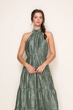 Load image into Gallery viewer, Olive Halter Tiered Maxi Dress