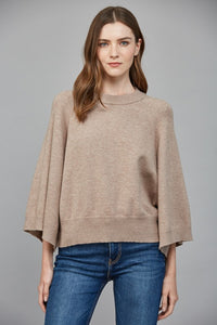 Soft Mocha Raglan Slv Crew Neck Sweater