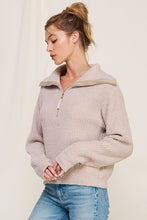 Load image into Gallery viewer, Frosted Almond Soft Plush Half Zip Sweater