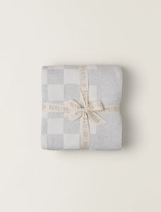 Barefoot Dreams CC Cotton Checkered Throw-Gray/Cream