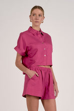 Load image into Gallery viewer, Fuchsia Button Down SS Top + Shorts Set