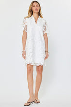Load image into Gallery viewer, White Lace Overlay Collared Mini Dress