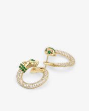 Load image into Gallery viewer, Melinda Maria Gold Jaguar Pave Illusion Hoops