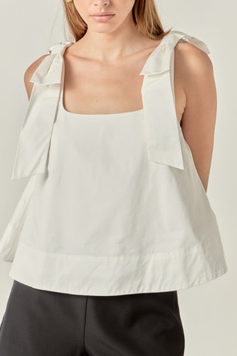 White Bow Slvls Top