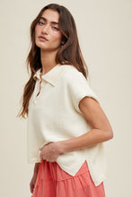 Load image into Gallery viewer, Off White Collared SS Sweater Top