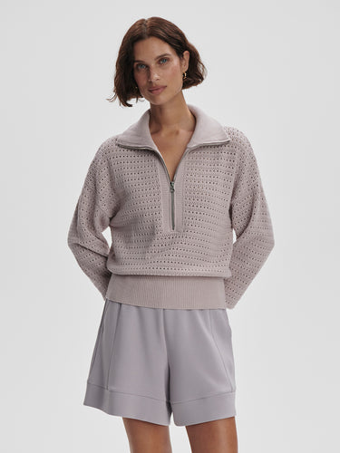 Varley Lilac Marble Darla Half Zip Knit