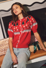 Load image into Gallery viewer, Red Multi Festive Puff Slv Cardigan