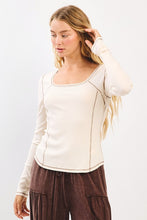 Load image into Gallery viewer, Cream/Taupe Stitched LS Knit Top