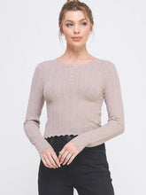 Load image into Gallery viewer, French Beige Knit Half Button LS Top