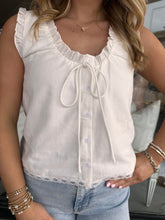 Load image into Gallery viewer, Off White Button Lace Trim Top