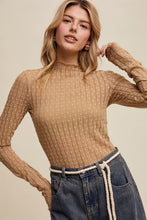 Load image into Gallery viewer, Tan Floral Mesh Mock Neck Layering Top