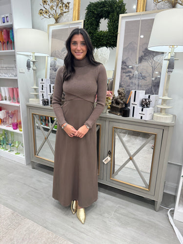 Brown Sweater + Dress Two Piece Set
