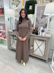 Brown Sweater + Dress Two Piece Set