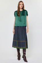Load image into Gallery viewer, Navy Multi Print Buckle Belt Midi Skirt