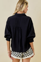 Load image into Gallery viewer, Button Down Collared 3/4 Puff Slv Top Black