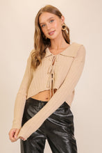 Load image into Gallery viewer, Natural Tie Frnt Cropped Sweater