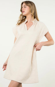 Cream SS Textured Dress