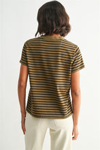 Load image into Gallery viewer, Olive/Black Striped SS Tee