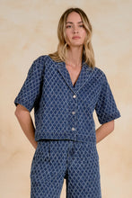 Load image into Gallery viewer, Denim Diamond SS Button Down Top
