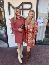 Load image into Gallery viewer, Marsala LS Suede Mini Shirt Dress