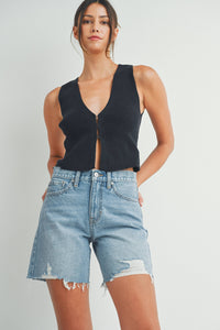 JP Light Denim Distressed Walking Short