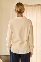 Load image into Gallery viewer, Mixed Media Shirt Layered Sweater Ivory/White