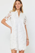Load image into Gallery viewer, White Lace Overlay Collared Mini Dress