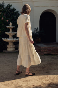 Ivory Embroidery Top + Skirt Set