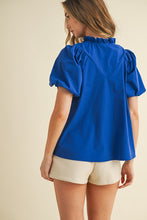 Load image into Gallery viewer, Ruffled Pleat Detail Blouse Royal Blue