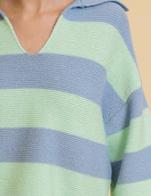 Load image into Gallery viewer, Blue/Mint Striped Collar Sweater