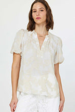Load image into Gallery viewer, Natural Floral Print Ruffled Collar Blouse