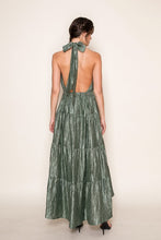 Load image into Gallery viewer, Olive Halter Tiered Maxi Dress