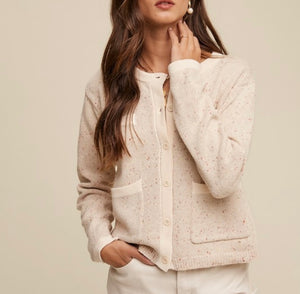 Natural Colorpop Knit Cardigan