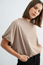 Load image into Gallery viewer, Taupe Balloon Slv Bubble Hem Tee