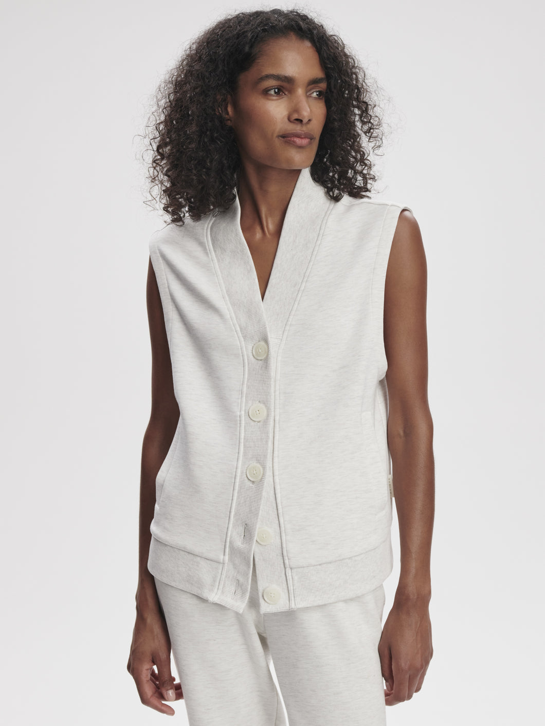 Varley Ivory Marl Vicky Button Gilet