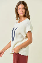 Load image into Gallery viewer, Cream Horseshoe Ribbed Sweater Vest