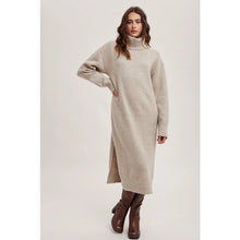Load image into Gallery viewer, Oatmeal Turtleneck Sweater Midi Dress